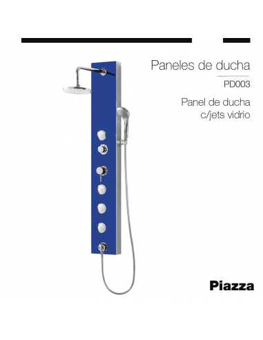 PANEL DE DUCHA C/HIDRO VIDRIO AZUL Piazza