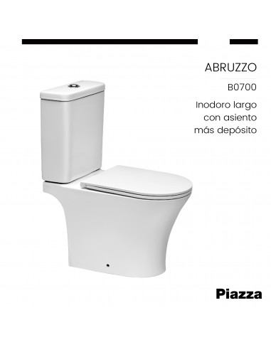 ABRUZZO INODORO LARGO CON ASIENTO + DEPOSITO INODORO CON VALVULA Piazza