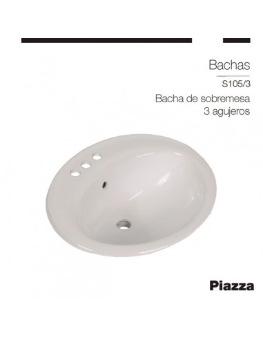 BACHA DE PORCELANA SOBREMESADA (56X48,5X21) Piazza