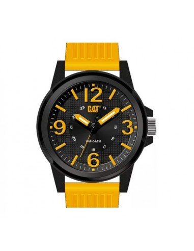 RELOJ PULSERA ANALOGICO AMARILLO NEGRO MALLA SILICONA RESIST AL AGUA