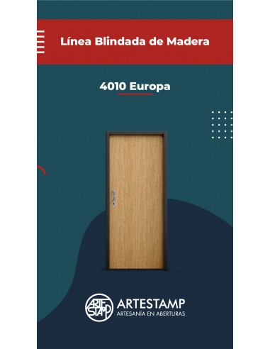 PUERTA LÍNEA BLINDADA MADERA MOD EUROPA 4010-90X200 COLOR BLANCO MD