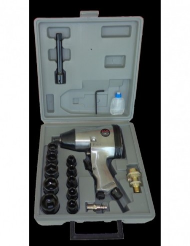 LLAVE IMPACTO NEUMATICO E.1/2 + KIT 16 ACCESORIOS